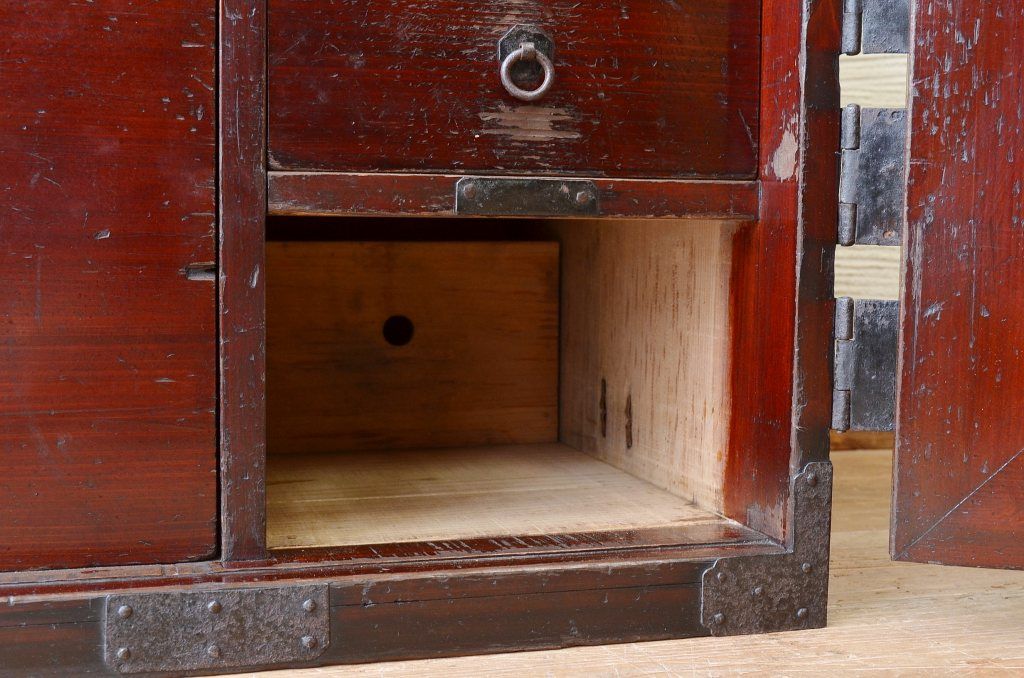 アンティーク家具　古民具　骨董　江戸時代　観音開き時代箪笥ローボード(ローチェスト)