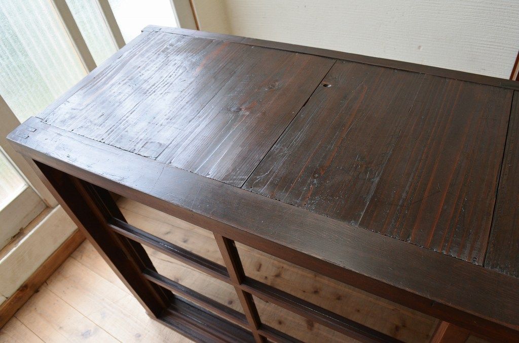 アンティーク家具　大きな二段重ねアンティーク収納棚(飾り棚、食器棚)