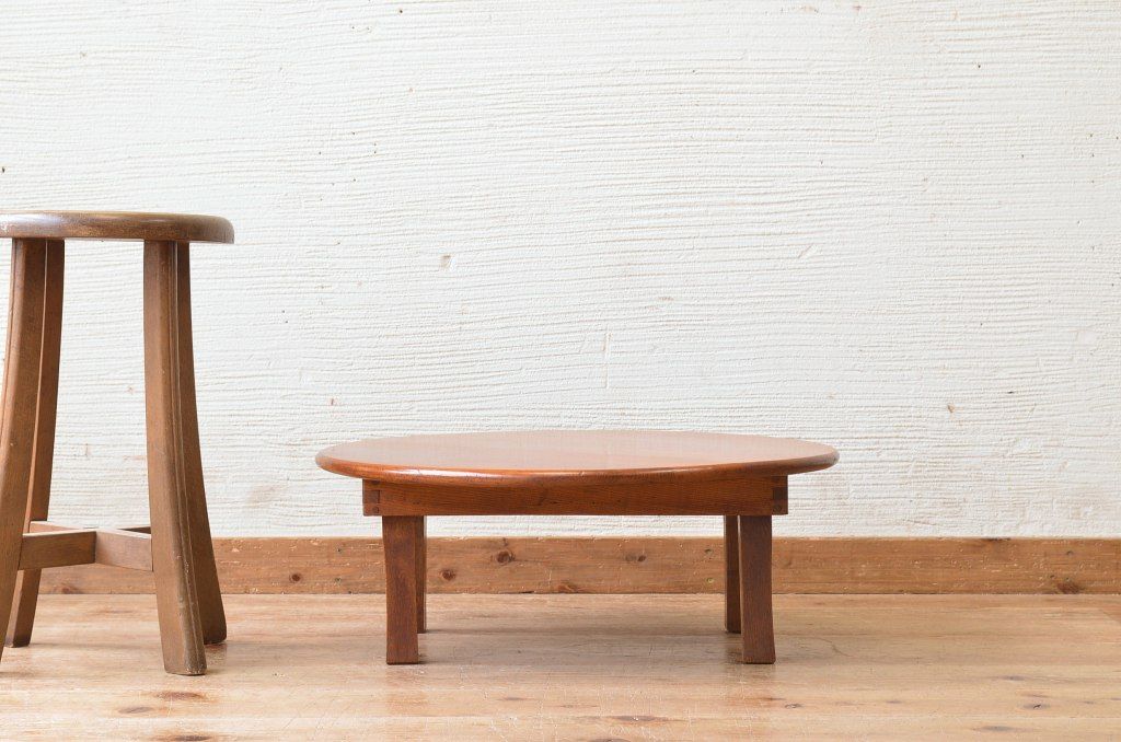 昭和レトロ　極上美品　小さな丸型アンティークちゃぶ台