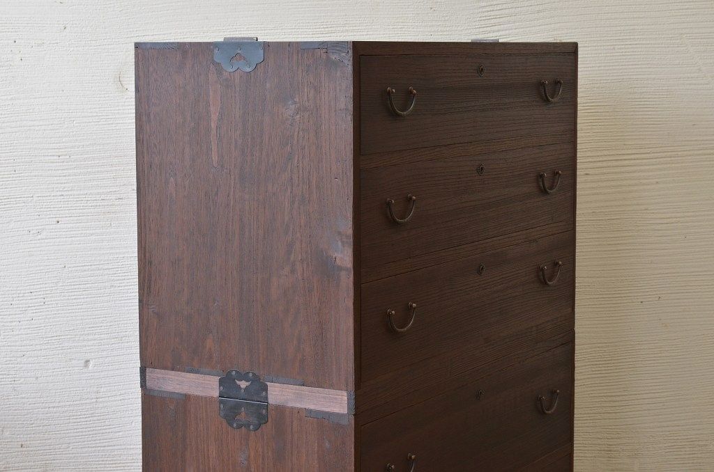アンティーク家具　☆古い桐材の二段重ね箪笥(桐箪笥、桐たんす)