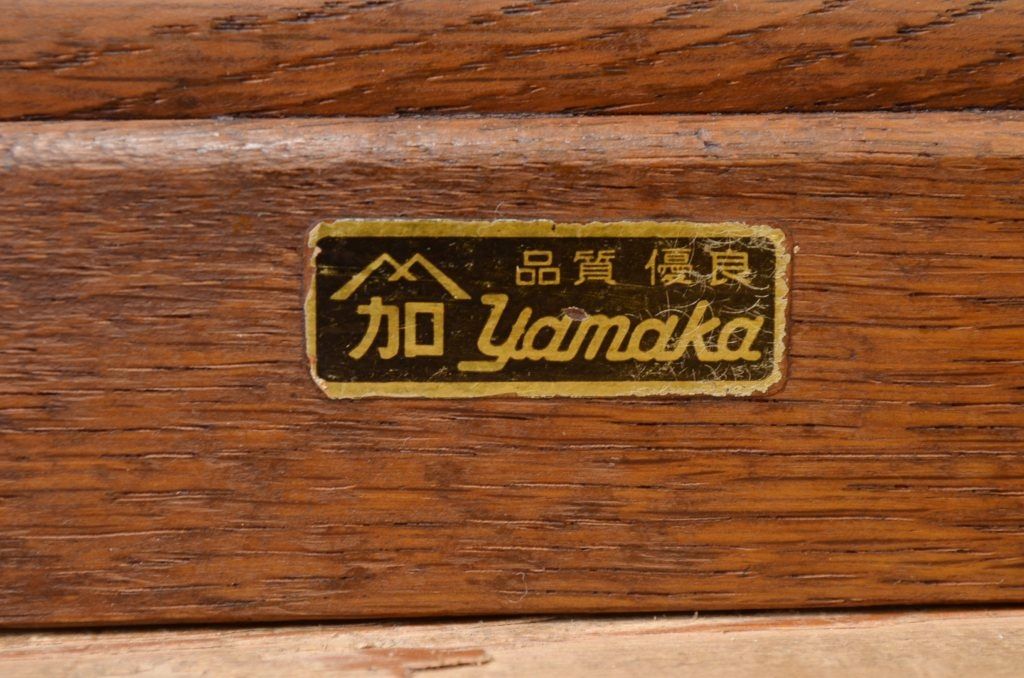 アンティーク家具　古いナラ材のネームプレート付きアンティーク小引き出し