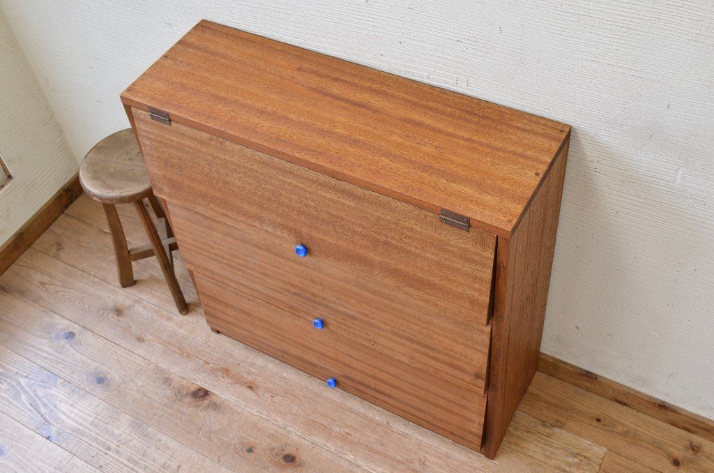 アンティーク家具　古材を使って製作したパタパタ収納棚3　(下駄箱)