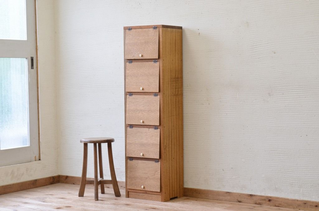 アンティーク家具　古材を使って製作したパタパタ収納棚4　(下駄箱)