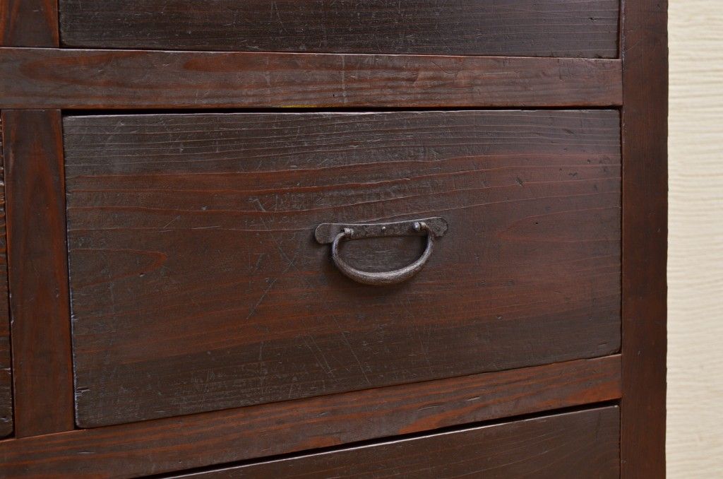 アンティーク家具　明治〜大正　二段重ね引き出し収納棚(薬箪笥)