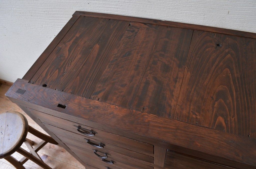 アンティーク家具　明治〜大正　二段重ね引き出し収納棚(薬箪笥)
