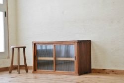 アンティーク家具　前面欅!モールガラスアンティーク収納棚