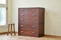 アンティーク家具　☆前面欅!二段重ねアンティークチェスト