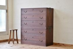 アンティーク家具　☆古民具　骨董　二段重ねシンプルな箪笥(チェスト)