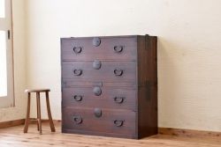 アンティーク家具　☆素敵な雰囲気!古い木の二段重ね時代箪笥