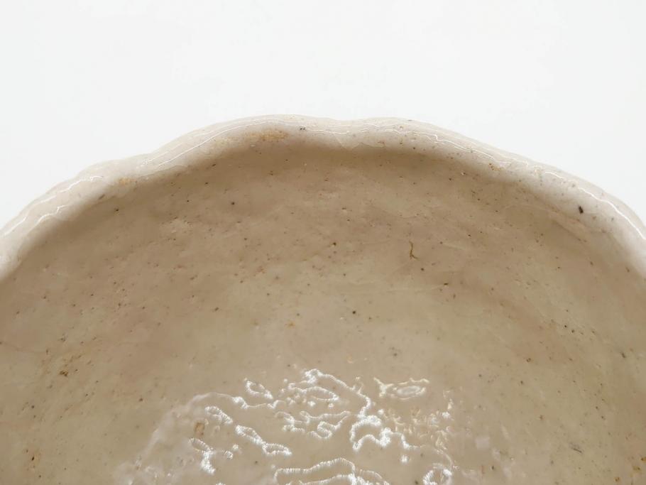 矢野景川　志野茶碗　約12cm　3.9寸　素朴で温かみを感じる抹茶碗(茶器、茶道具、茶陶、三寸九分、和食器、共箱付き)(R-078647)