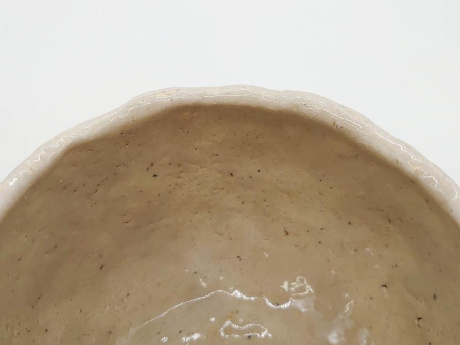 矢野景川　志野茶碗　約12cm　3.9寸　素朴で温かみを感じる抹茶碗(茶器、茶道具、茶陶、三寸九分、和食器、共箱付き)(R-078647)