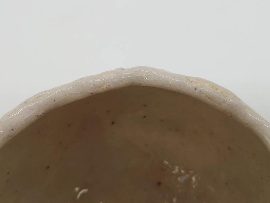 矢野景川　志野茶碗　約12cm　3.9寸　素朴で温かみを感じる抹茶碗(茶器、茶道具、茶陶、三寸九分、和食器、共箱付き)(R-078647)