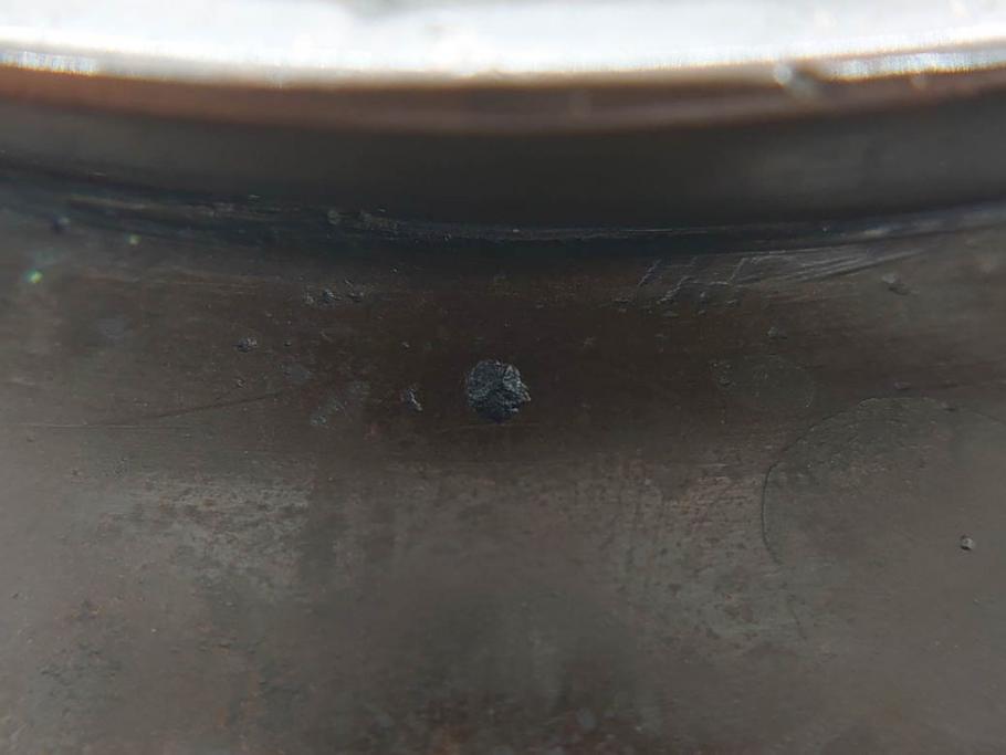 時代物　古銅　斑紫銅　盛上　双鯉文　優雅に泳ぐ鯉の装飾が印象的な花瓶(高岡銅器?、花器、花生、花入、壷、壺、在銘、作家物)(R-077928)