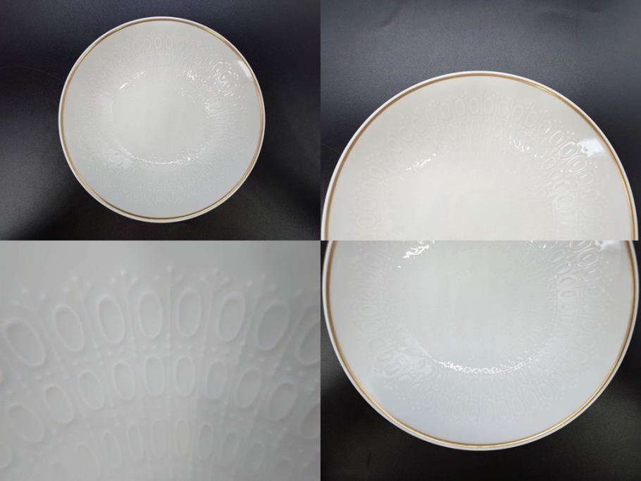 ドイツ　Rosenthal(ローゼンタール)　Studio-linie(スタジオライン)　シンプルながら飾り模様のデザイン性が光るベース2点&プレート7客セット(CLASSIC ROSE、クラシック・ローズ、ゴールドライン、花瓶、花器、花入、花生、磁器、中皿、大皿、洋食器、金彩)(R-078703)