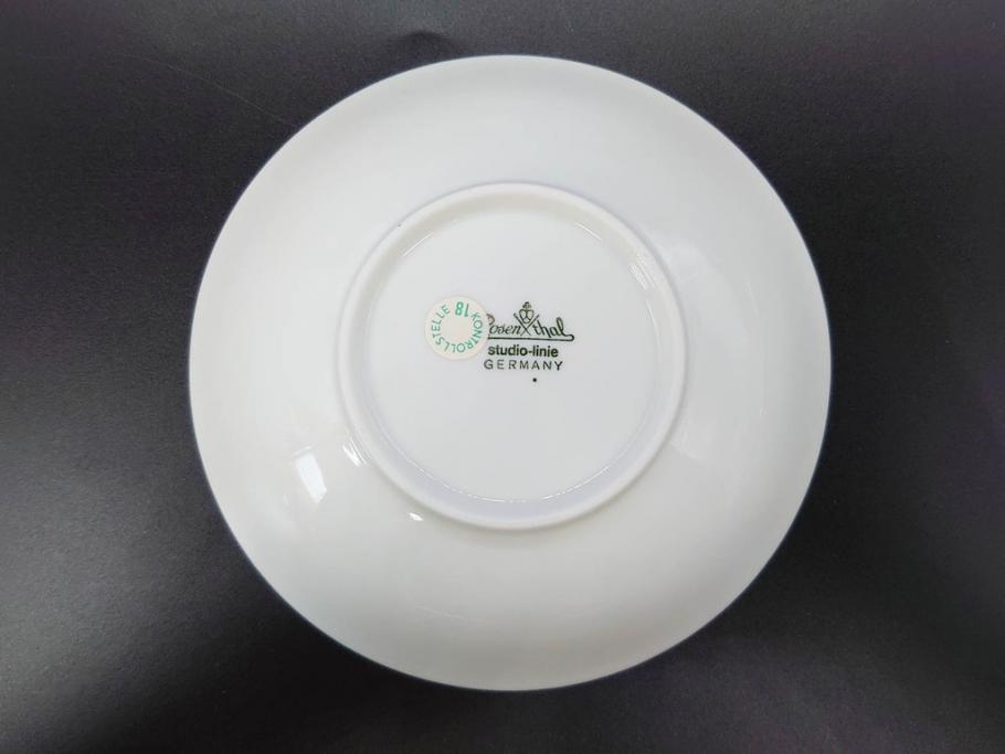 ドイツ　Rosenthal(ローゼンタール)　Studio-linie(スタジオライン)　シンプルながら飾り模様のデザイン性が光るベース2点&プレート7客セット(CLASSIC ROSE、クラシック・ローズ、ゴールドライン、花瓶、花器、花入、花生、磁器、中皿、大皿、洋食器、金彩)(R-078703)