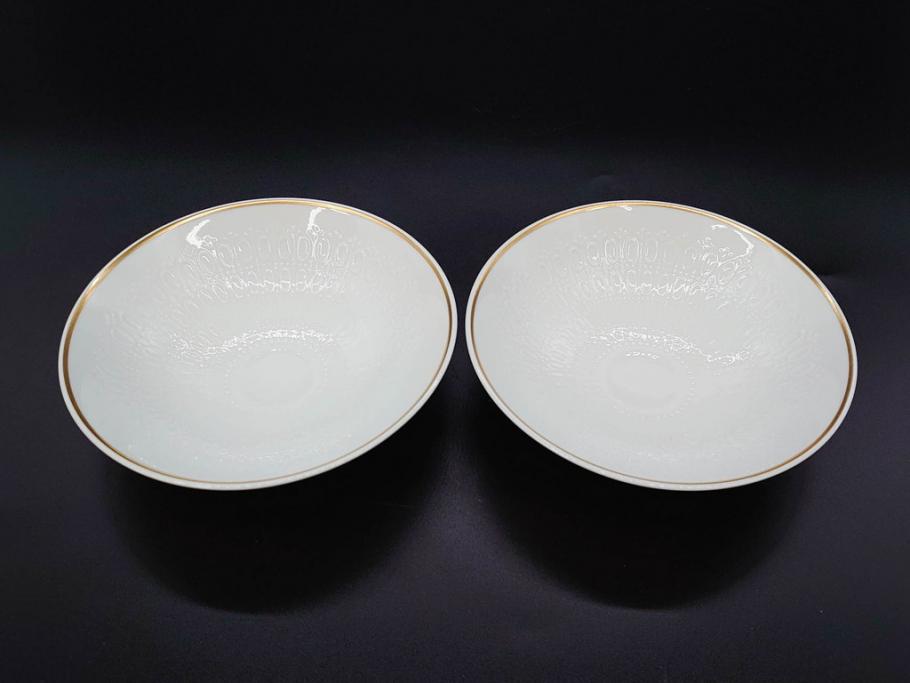 ドイツ　Rosenthal(ローゼンタール)　Studio-linie(スタジオライン)　シンプルながら飾り模様のデザイン性が光るベース2点&プレート7客セット(CLASSIC ROSE、クラシック・ローズ、ゴールドライン、花瓶、花器、花入、花生、磁器、中皿、大皿、洋食器、金彩)(R-078703)