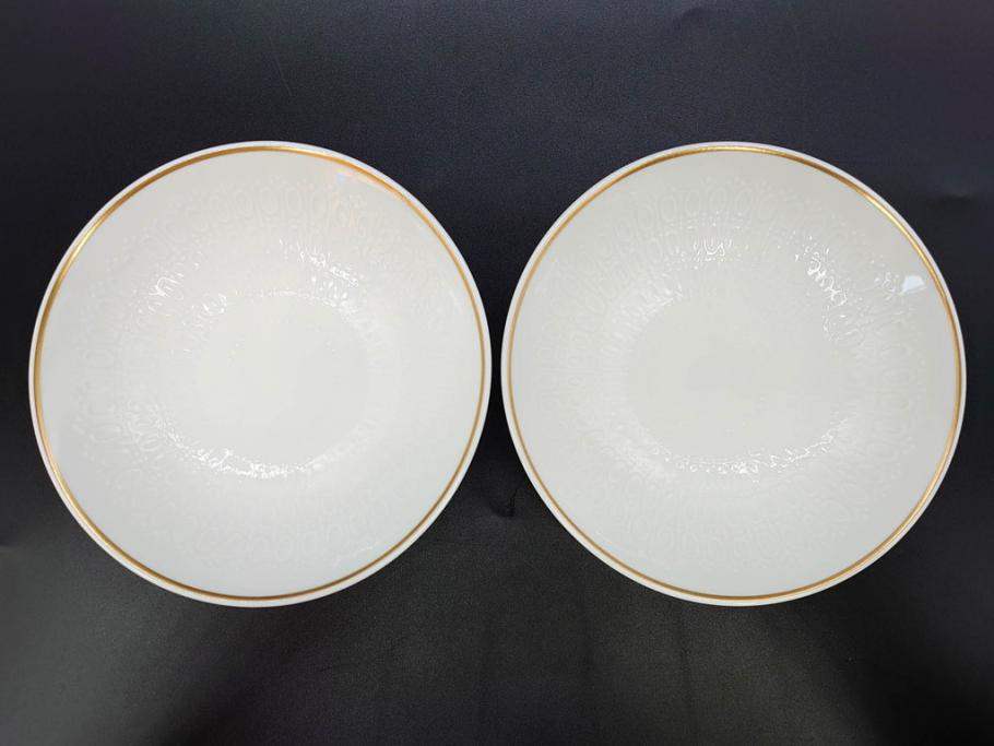 ドイツ　Rosenthal(ローゼンタール)　Studio-linie(スタジオライン)　シンプルながら飾り模様のデザイン性が光るベース2点&プレート7客セット(CLASSIC ROSE、クラシック・ローズ、ゴールドライン、花瓶、花器、花入、花生、磁器、中皿、大皿、洋食器、金彩)(R-078703)