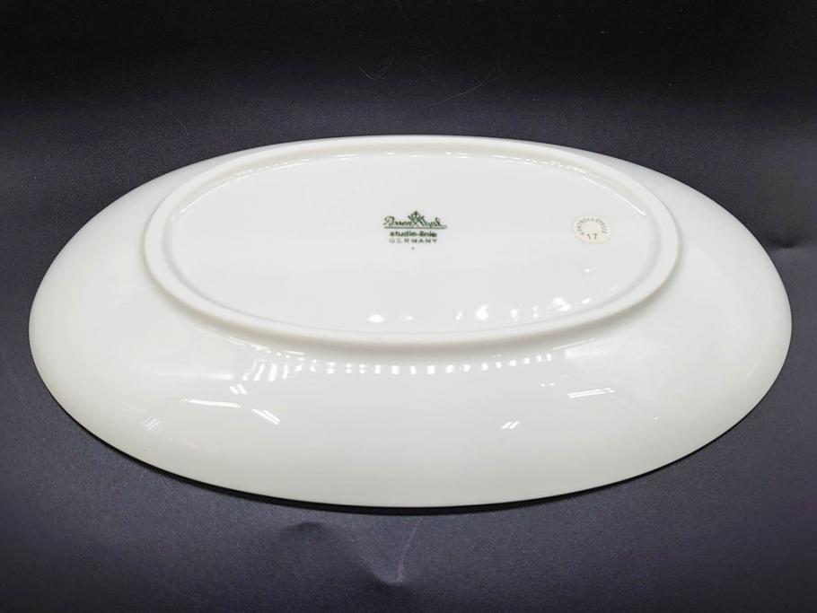 ドイツ　Rosenthal(ローゼンタール)　Studio-linie(スタジオライン)　シンプルながら飾り模様のデザイン性が光るベース2点&プレート7客セット(CLASSIC ROSE、クラシック・ローズ、ゴールドライン、花瓶、花器、花入、花生、磁器、中皿、大皿、洋食器、金彩)(R-078703)
