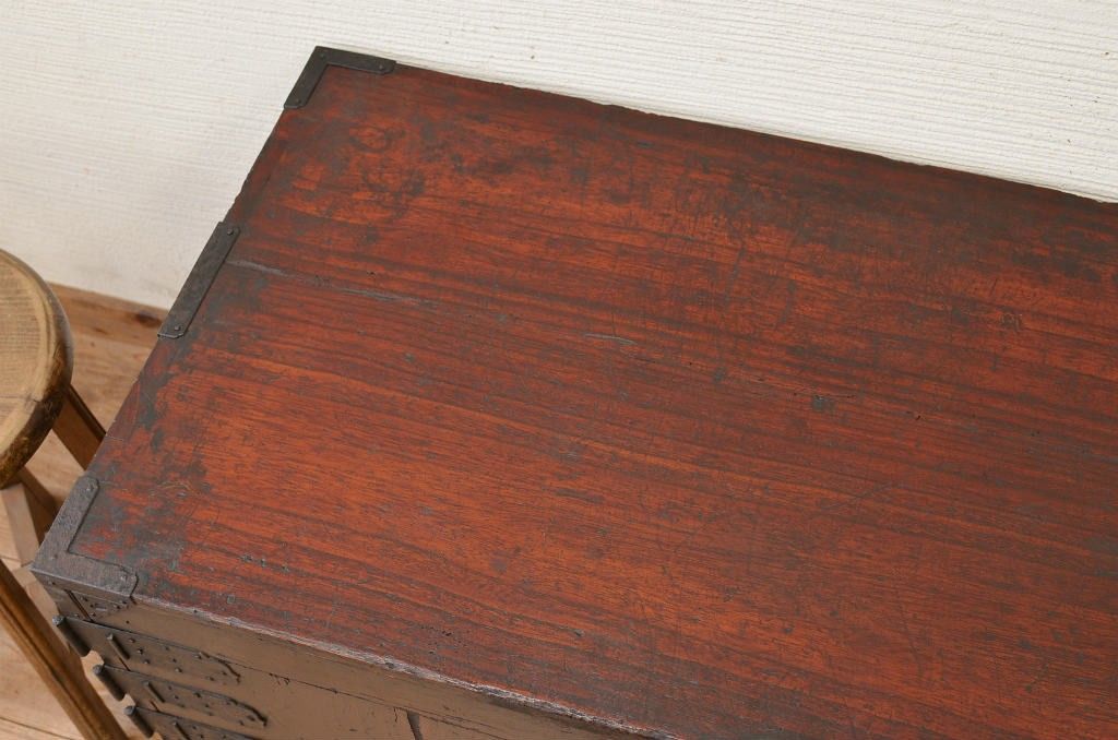 アンティーク家具　古民具　骨董　江戸時代金具の立派な観音開き時代箪笥