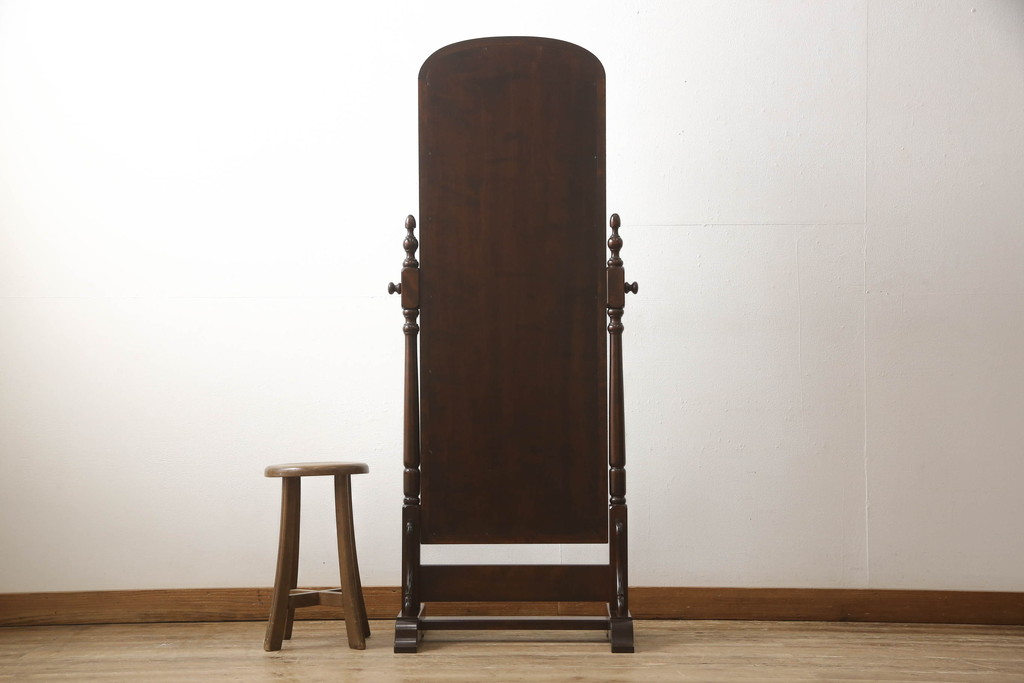 中古　美品　松本民芸家具　丸みのある優しいデザインの姿見(ミラー、鏡)(R-058904)