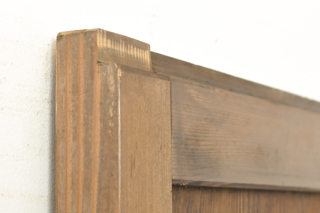 アンティーク建具　浮造り　杉材　一枚板　浮き上がるくっきりとした木目が美しい障子帯戸1枚(板戸、引き戸、建具)(R-059159)