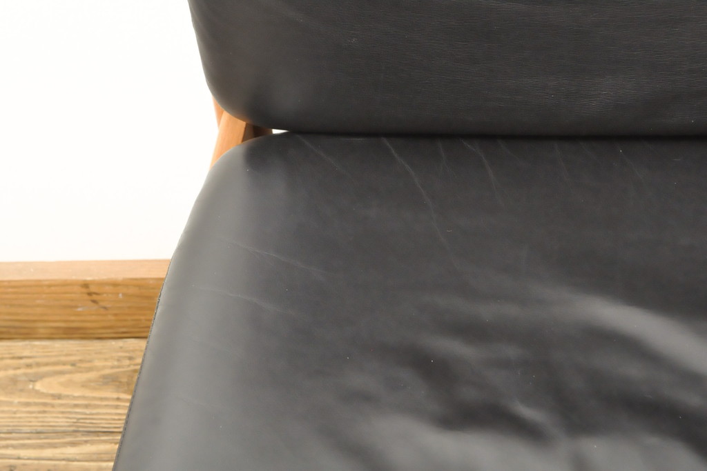 ビンテージ家具　ジャパンヴィンテージ　チーク材　メンズライクスタイルの空間づくりに活躍する本革ダイニングチェア2脚セット(レザー、椅子、イス)(R-058685)