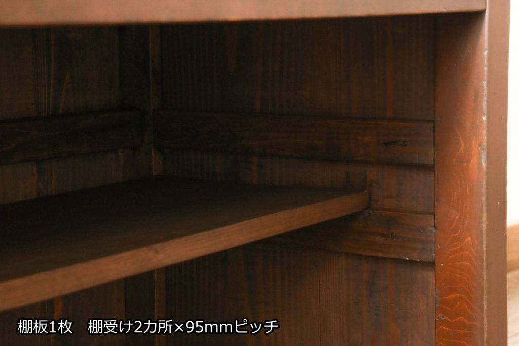水屋箪笥サイドボードをリペア&カスタム!天板裏の補強をし、現状のお品物に合わせて1トーン程落ち着いた色に着色。(収納棚、戸棚、テレビ台、ローボード)