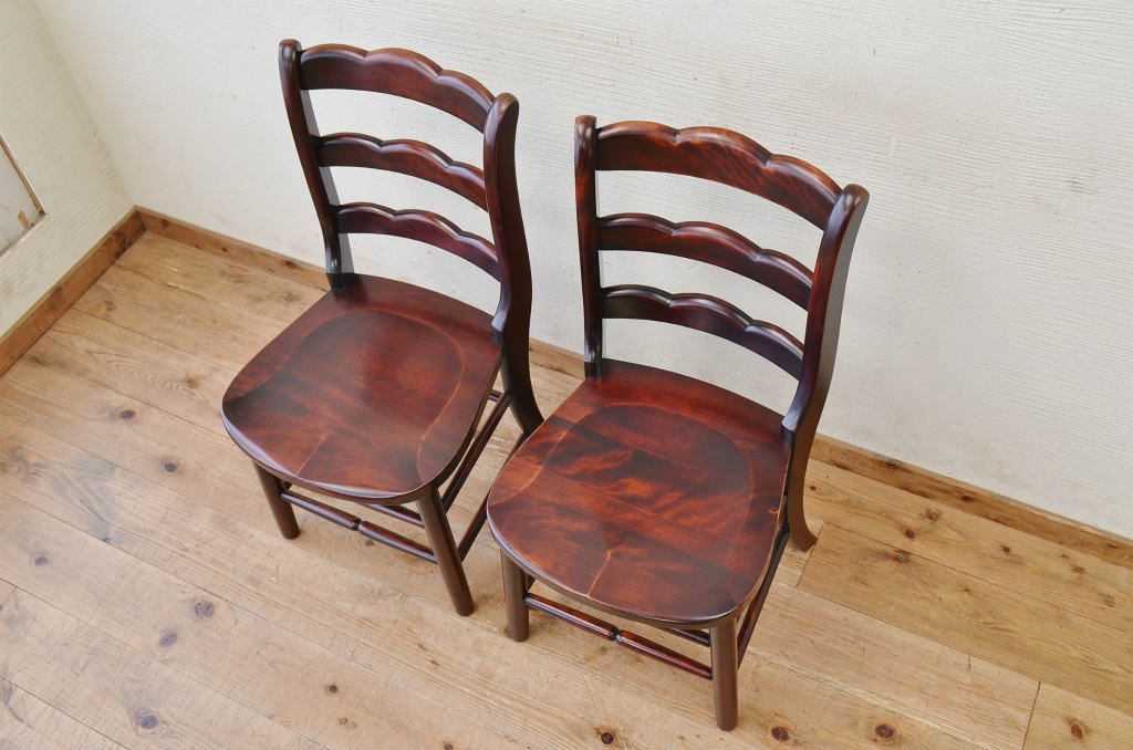 中古　日向民芸ダイニングチェア2脚セット1