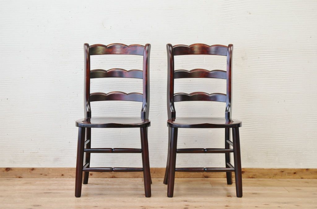 中古　日向民芸ダイニングチェア2脚セット2