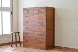 アンティーク家具　前面黒柿無垢材　アンティークチェスト
