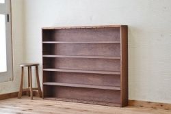 アンティーク家具　古い木の薄型アンティーク飾り棚(本棚、陳列棚)1