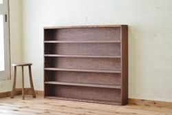 アンティーク家具　古い木の薄型アンティーク飾り棚(本棚、陳列棚)2