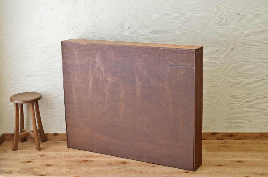 アンティーク家具　古い木の薄型アンティーク飾り棚(本棚、陳列棚)2