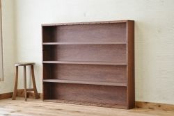 アンティーク家具　古い木の薄型アンティーク飾り棚(本棚、陳列棚)3