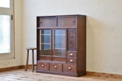 アンティーク家具　最高級!古い栗材と欅材の上質な茶箪笥(収納棚)