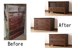 ラフジュ工房オリジナル　上品な趣きの建具をリメイクした収納棚(戸棚、サイドボード)