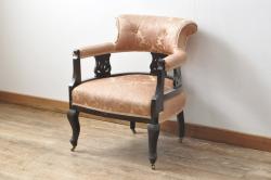 デンマークビンテージ　P.Jeppesen Mobelfabrik 　PJ Furniture(P.J.ファニチャー社)　Ole Wanscher(オーレ・ヴァンシャー) 　本革(レザー)　PJ149 Colonial Chair(コロニアルチェア)　ミッドセンチュリースタイルの空間づくりにおすすめのアームチェア(イージーチェア、1人掛けソファ、ヴィンテージ、北欧)(R-077899)