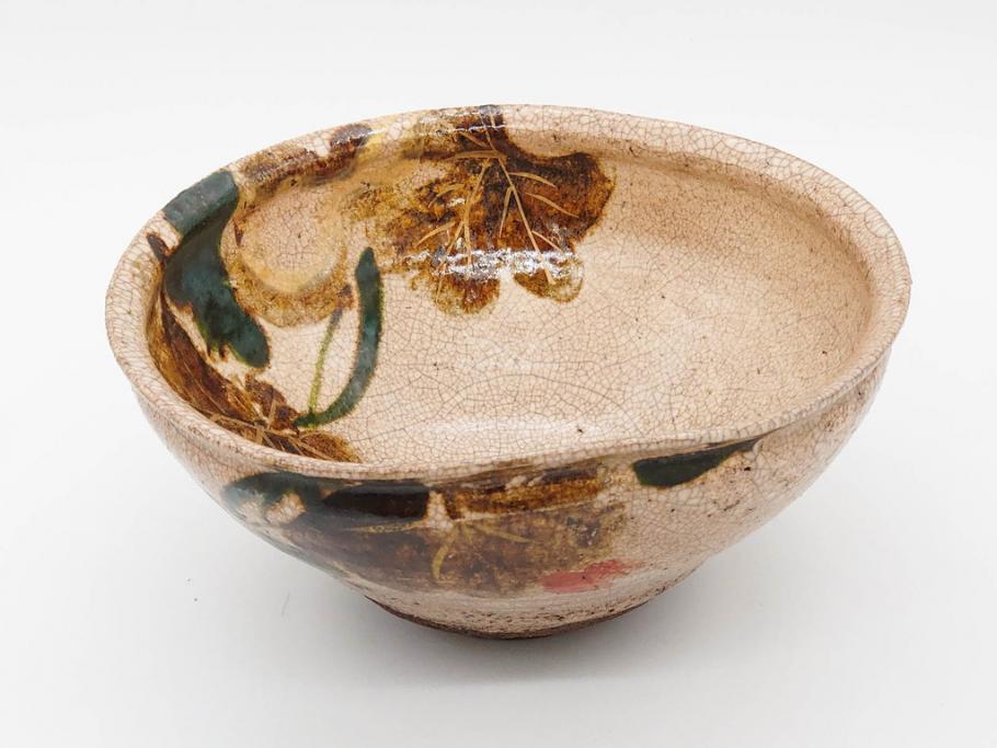 時代物 乾山銘 茶碗 約22cm 7.2寸 瓢箪のデザインが目を引く菓子
