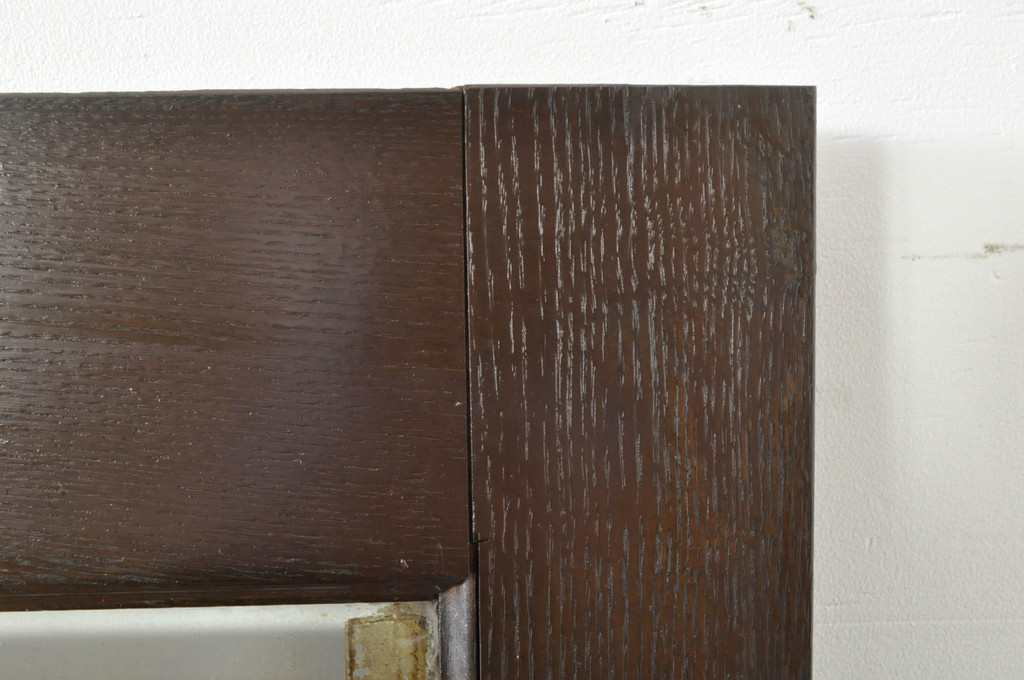 アンティーク建具　総ナラ材　レトロな雰囲気漂う両開きドア1対2セット(ガラス扉、玄関扉)(R-079020)