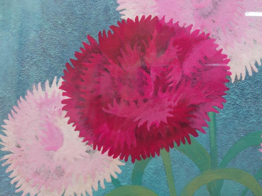 真作 小栗潮 「カーネション」 日本画 10号 絵画(カーネーション