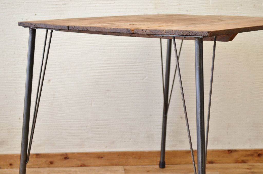 アンティーク家具　☆天板無垢材鉄脚テーブル(作業台)3