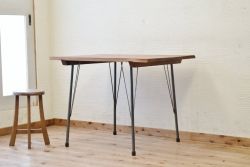 アンティーク家具　☆天板無垢材鉄脚テーブル(作業台)5