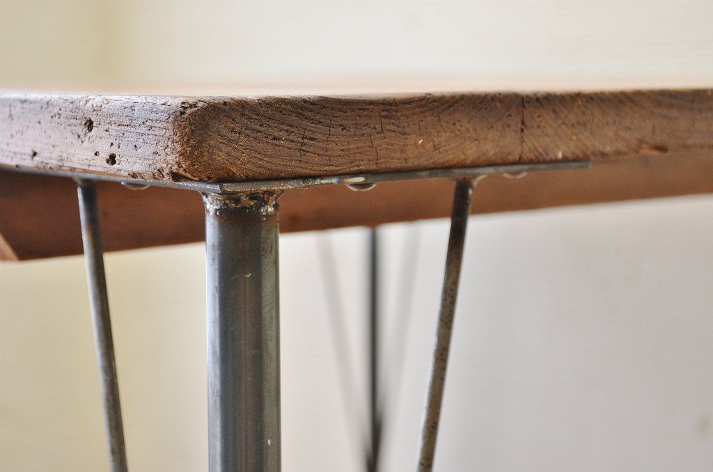 アンティーク家具　☆天板無垢材鉄脚テーブル(作業台)6