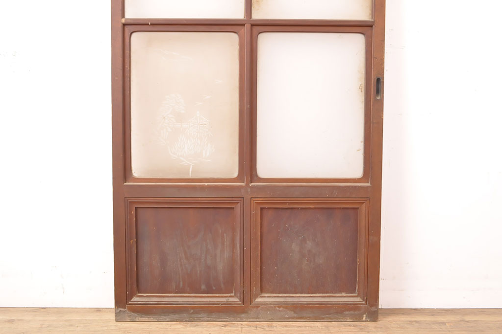 和製アンティーク　昔懐かしい佇まいが魅力のガラス戸1枚(引き戸、建具)(R-054132)