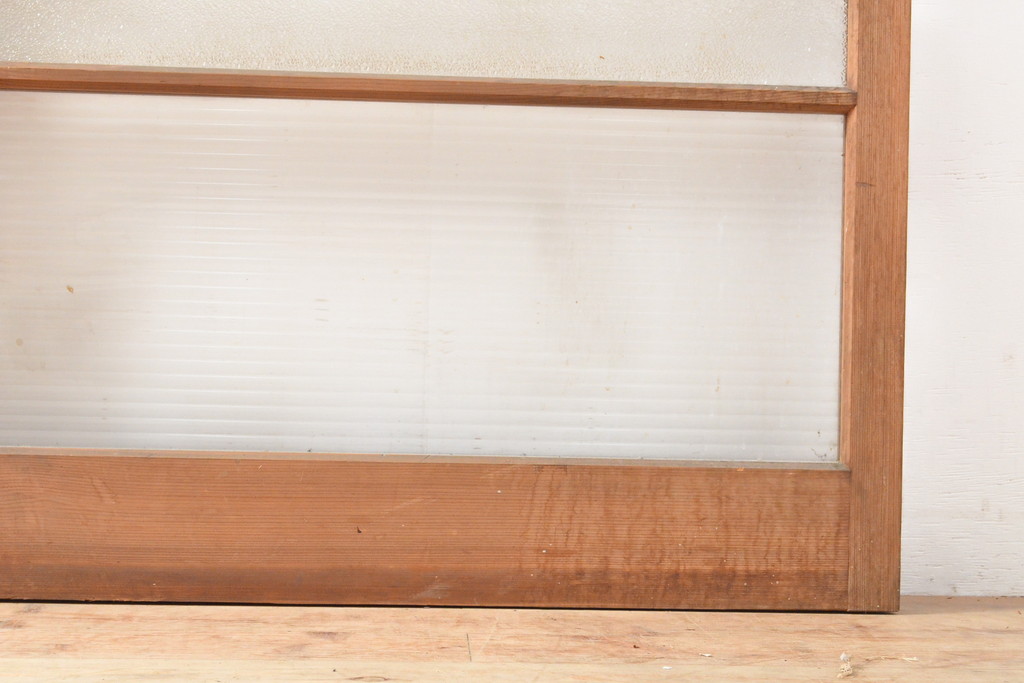 和製アンティーク　レトロな佇まいが昔懐かしいガラス戸2枚セット(引き戸、建具)(R-054195)