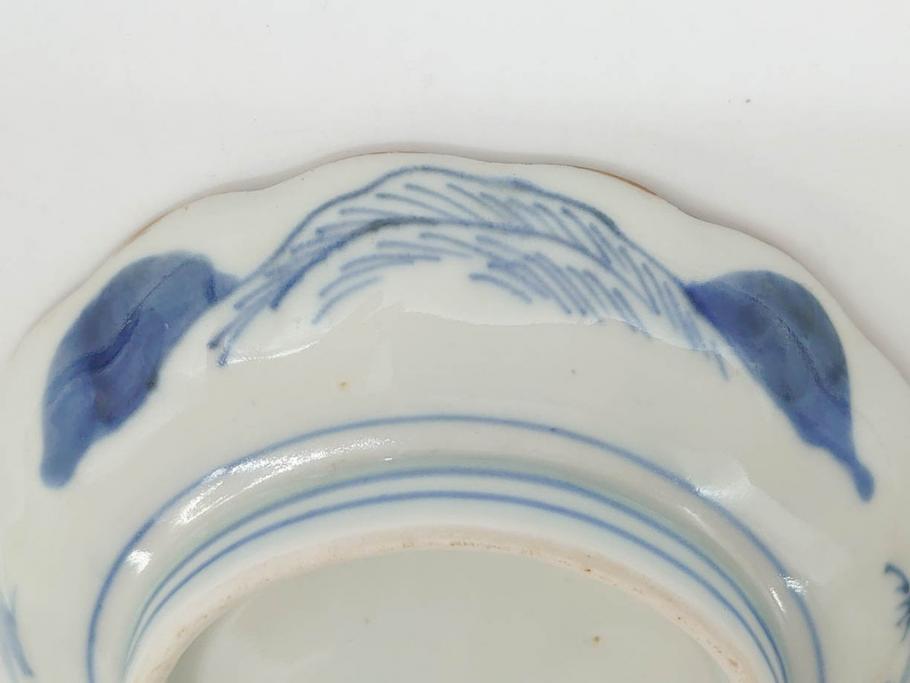 江戸後期〜幕末　伊万里　染付　山水図　約11cm　3.6寸　繊細な絵付けが食卓のアクセントになる小皿5枚セット(和皿、深皿、和食器、三寸六分)(R-072480)