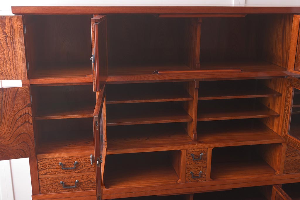 在庫未使用品 IDC大塚家具 松創 超極上品!! 七尺 総欅(ケヤキ)材漆塗り