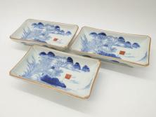 松竹梅文　蒔絵　木製　吸物椀5客セット(共箱付き、和食器、漆器、黒漆、お椀)(R-063273)
