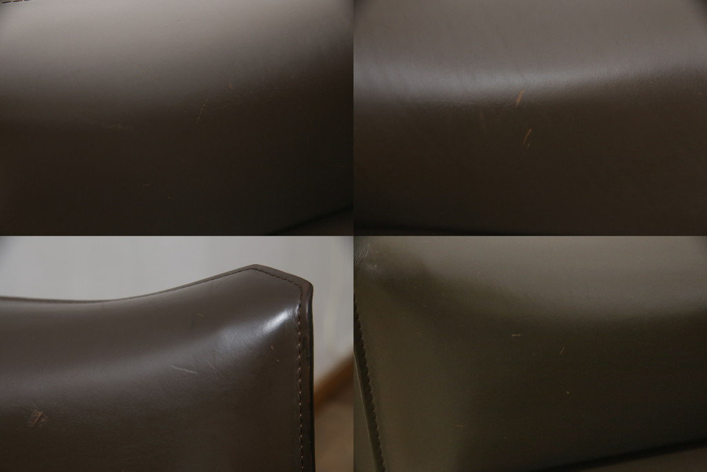 中古　Cassina(カッシーナ)　413　CAB(キャブ)　MARIO BELLINI(マリオベリーニ)　本革(レザー)　シンプルモダンな空間づくりに活躍するアームチェア2脚セット(ダイニングチェア、椅子、イス)(定価2脚で約83万6千円)(R-074312)