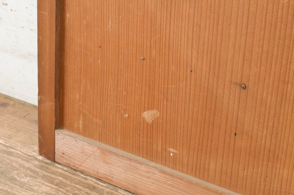 アンティーク建具　縦でも横でも使えるマス目(升目)格子の小さな扉1枚(窓、木製戸)(R-065343)